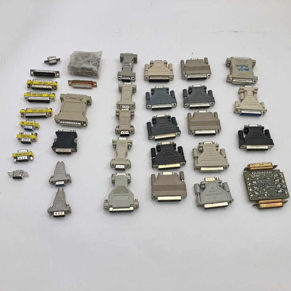 Lot of 34 Vintage Computer Gender Changer Adapters & Parts